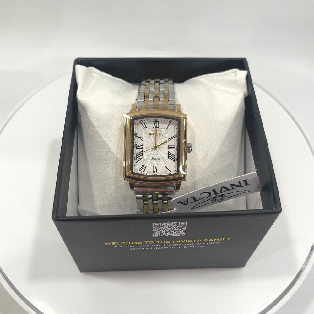 Invicta Two-Tone Gold and Silver Rectangular Dress Watch - Picture 2 of 6